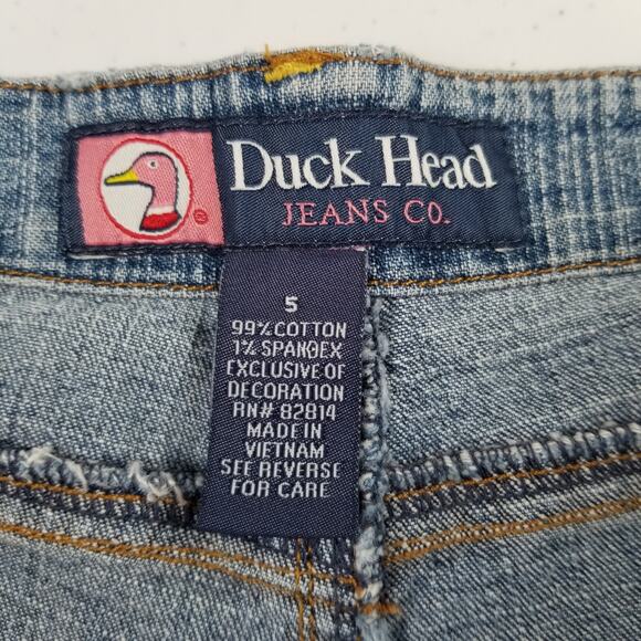 Duck Head Vintage Denim Blue Jeans Shorty Mini Shorts Button Fly Ducks Size 5 - Picture 6 of 6